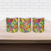Hawaii Fruits Hippie Style Ceramic Mug Vibrant Colorful