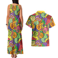 Hawaii Fruits Hippie Style Couples Matching Tank Maxi Dress and Hawaiian Shirt Vibrant Colorful LT01 - Polynesian Pride