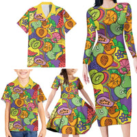Hawaii Fruits Hippie Style Family Matching Long Sleeve Bodycon Dress and Hawaiian Shirt Vibrant Colorful LT01 - Polynesian Pride