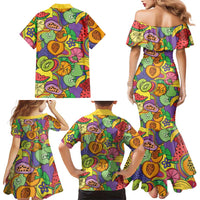 Hawaii Fruits Hippie Style Family Matching Mermaid Dress and Hawaiian Shirt Vibrant Colorful LT01 - Polynesian Pride