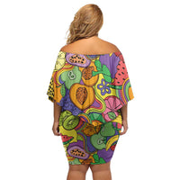 Hawaii Fruits Hippie Style Family Matching Off Shoulder Short Dress and Hawaiian Shirt Vibrant Colorful LT01 - Polynesian Pride