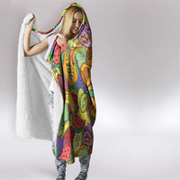 Hawaii Fruits Hippie Style Hooded Blanket Vibrant Colorful