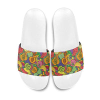 Hawaii Fruits Hippie Style Slide Sandals Vibrant Colorful