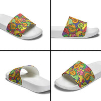Hawaii Fruits Hippie Style Slide Sandals Vibrant Colorful