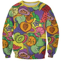 Hawaii Fruits Hippie Style Sweatshirt Vibrant Colorful