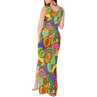 Hawaii Fruits Hippie Style Tank Maxi Dress Vibrant Colorful