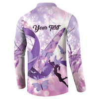 Personalized Polynesian Lupus Awareness Button Sweatshirt Butterfly Hologram Lupus Warrior