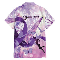 Personalized Polynesian Lupus Awareness Family Matching Off Shoulder Short Dress and Hawaiian Shirt Butterfly Hologram Lupus Warrior LT01 - Polynesian Pride