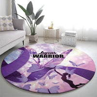 Polynesian Lupus Awareness Round Carpet Butterfly Hologram Lupus Warrior