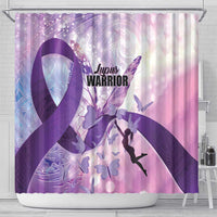 Polynesian Lupus Awareness Shower Curtain Butterfly Hologram Lupus Warrior