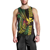 Hawaii Kakau Hammerhead Shark Men Tank Top Neon Plumeria Pattern