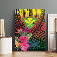 Hawaii Kanaka Maoli Flag Day Canvas Wall Art Tropical Flowers