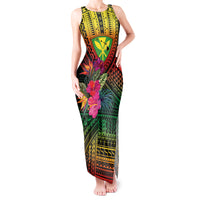 Hawaii Kanaka Maoli Flag Day Tank Maxi Dress Tropical Flowers