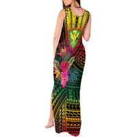 Hawaii Kanaka Maoli Flag Day Tank Maxi Dress Tropical Flowers LT01 - Polynesian Pride
