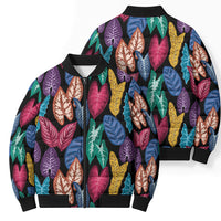 Hawaii Colorful Tropical Leaves Bomber Puffer Jacket LT01 - Polynesian Pride