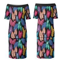 Hawaii Colorful Tropical Leaves Couples Matching Puletasi and Hawaiian Shirt LT01 - Polynesian Pride