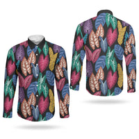 Hawaii Colorful Tropical Leaves Couples Matching Tank Maxi Dress and Long Sleeve Button Shirt LT01 - Polynesian Pride
