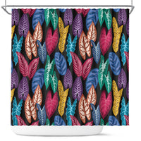 Hawaii Colorful Tropical Leaves Shower Curtain LT01 Black - Polynesian Pride