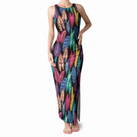 Hawaii Colorful Tropical Leaves Tank Maxi Dress LT01 Women Black - Polynesian Pride