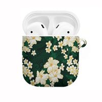 Hawaii Hibiscus Plumeria Green AirPods Case Polynesian Pattern