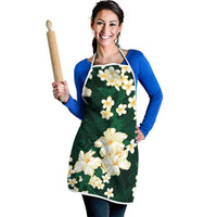 Hawaii Hibiscus Plumeria Green Apron Polynesian Pattern