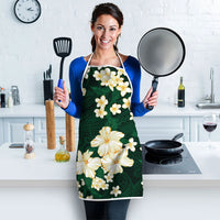 Hawaii Hibiscus Plumeria Green Apron Polynesian Pattern