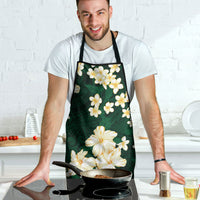 Hawaii Hibiscus Plumeria Green Apron Polynesian Pattern