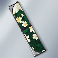Hawaii Hibiscus Plumeria Green Auto Sun Shade Polynesian Pattern