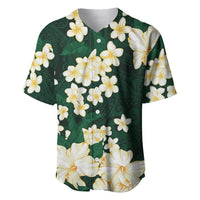 Hawaii Hibiscus Plumeria Green Baseball Jersey Polynesian Pattern LT01 Green - Polynesian Pride