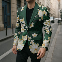 Hawaii Hibiscus Plumeria Green Blazer Polynesian Pattern LT01 - Polynesian Pride