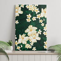 Hawaii Hibiscus Plumeria Green Canvas Wall Art Polynesian Pattern LT01 - Polynesian Pride