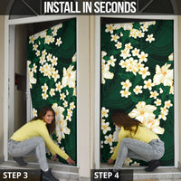 Hawaii Hibiscus Plumeria Green Door Cover Polynesian Pattern