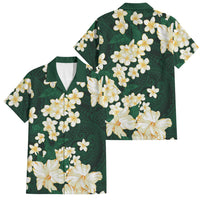 Hawaii Hibiscus Plumeria Green Family Matching Puletasi and Hawaiian Shirt Polynesian Pattern LT01 Dad's Shirt - Short Sleeve Green - Polynesian Pride
