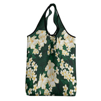 Hawaii Hibiscus Plumeria Green Grocery Bag Polynesian Pattern