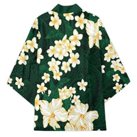 Hawaii Hibiscus Plumeria Green Kimono Polynesian Pattern