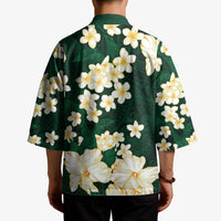 Hawaii Hibiscus Plumeria Green Kimono Polynesian Pattern