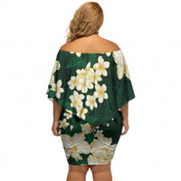 Hawaii Hibiscus Plumeria Green Off Shoulder Short Dress Polynesian Pattern LT01 - Polynesian Pride