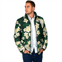 Hawaii Hibiscus Plumeria Green Padded Jacket Polynesian Pattern