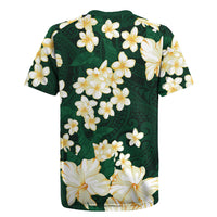 Hawaii Hibiscus Plumeria Green Rugby Jersey Polynesian Pattern LT01 - Polynesian Pride