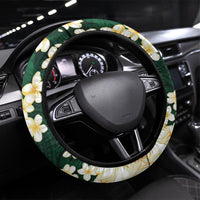 Hawaii Hibiscus Plumeria Green Steering Wheel Cover Polynesian Pattern