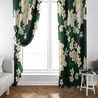 Hawaii Hibiscus Plumeria Green Window Curtain Polynesian Pattern LT01 - Polynesian Pride