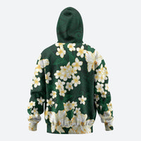 Hawaii Hibiscus Plumeria Green Zip Hoodie Polynesian Pattern LT01 - Polynesian Pride