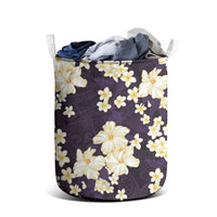Hawaii Hibiscus Plumeria Purple Laundry Basket Polynesian Pattern