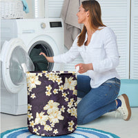 Hawaii Hibiscus Plumeria Purple Laundry Basket Polynesian Pattern