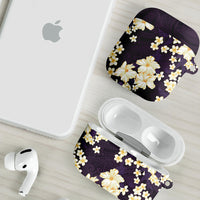 Hawaii Hibiscus Plumeria Purple AirPods Case Polynesian Pattern