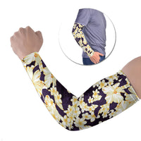 Hawaii Hibiscus Plumeria Purple Arm Sleeves Polynesian Pattern