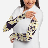Hawaii Hibiscus Plumeria Purple Arm Sleeves Polynesian Pattern