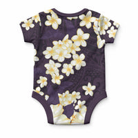 Hawaii Hibiscus Plumeria Purple Baby Onesie Polynesian Pattern
