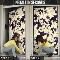 Hawaii Hibiscus Plumeria Purple Door Cover Polynesian Pattern
