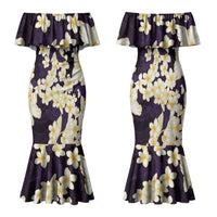 Hawaii Hibiscus Plumeria Purple Family Matching Mermaid Dress and Hawaiian Shirt Polynesian Pattern